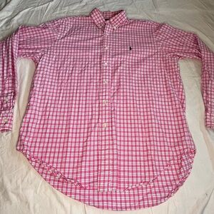 Ralph Lauren Men's Pink Plaid Button Down Shirt